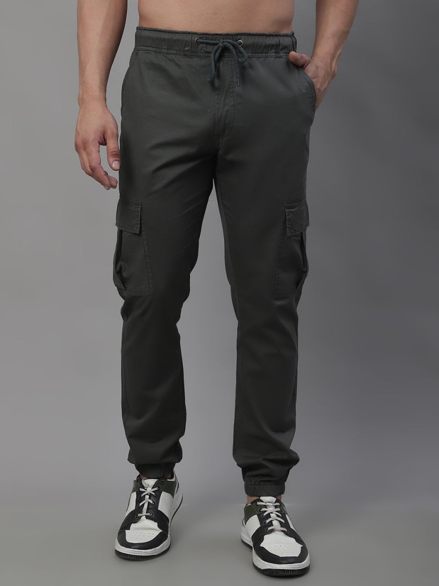 Indian Needle Men's Casual Cotton Solid Cargo Pants - KGP_155Grey_30