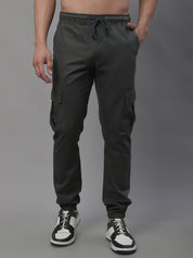Indian Needle Men's Casual Cotton Solid Cargo Pants - KGP_155Grey_30