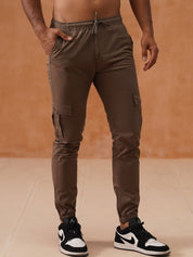 Indian Needle Men's Casual Cotton Solid Cargo Pants - KGP_155Brown_30
