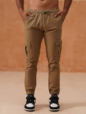 Indian Needle Men's Casual Cotton Solid Cargo Pants - KGP_155Beige_30