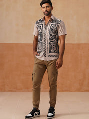Indian Needle Men's Casual Cotton Solid Cargo Pants - KGP_155Beige_30