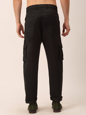 Indian Needle Men's Casual Cotton Solid Cargo Pants - KGP_154Black_30