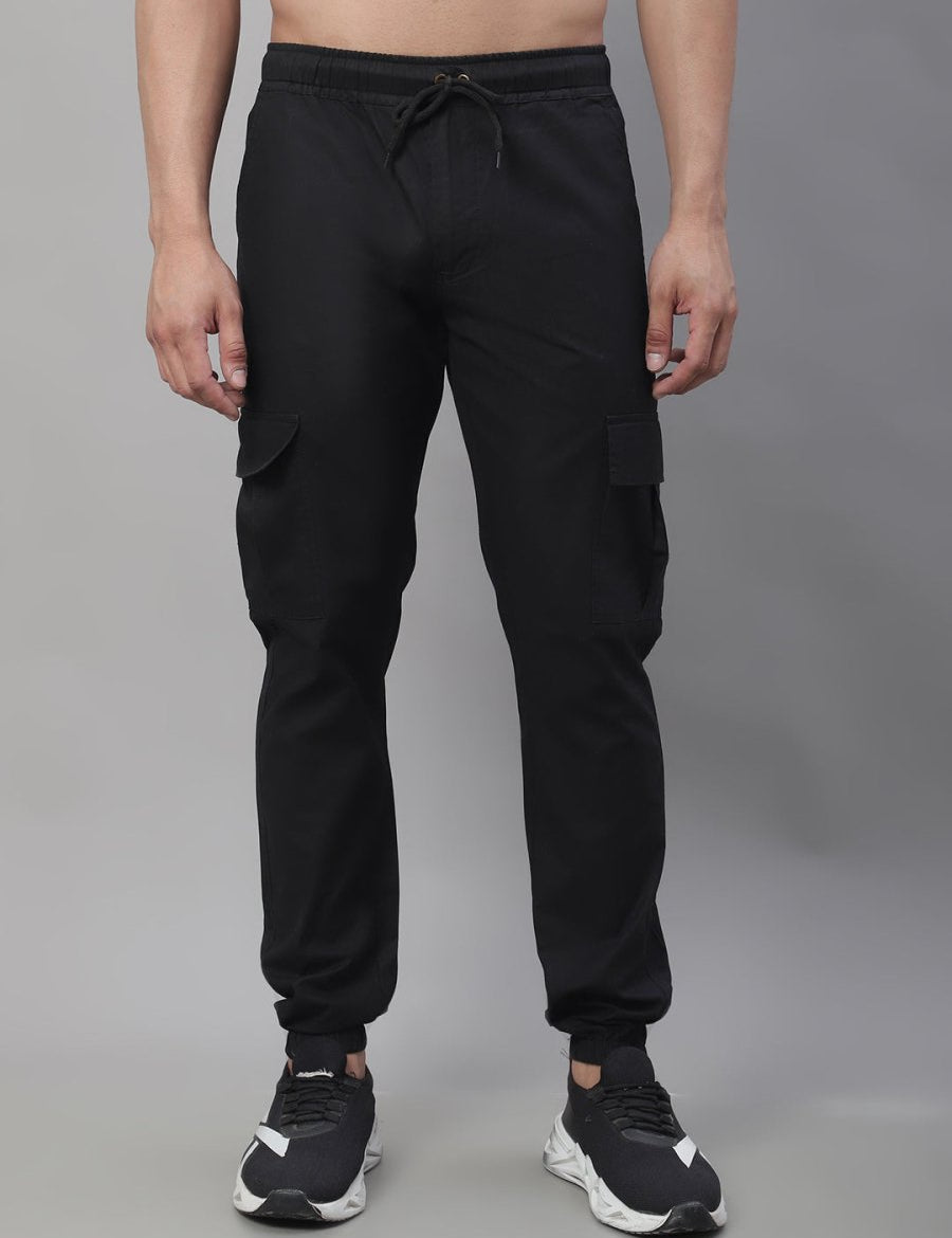 Indian Needle Men's Casual Cotton Solid Cargo Pants - KGP_155Black_30