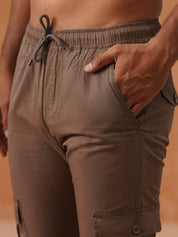 Indian Needle Men's Casual Cotton Solid Cargo Pants - KGP_155Brown_30