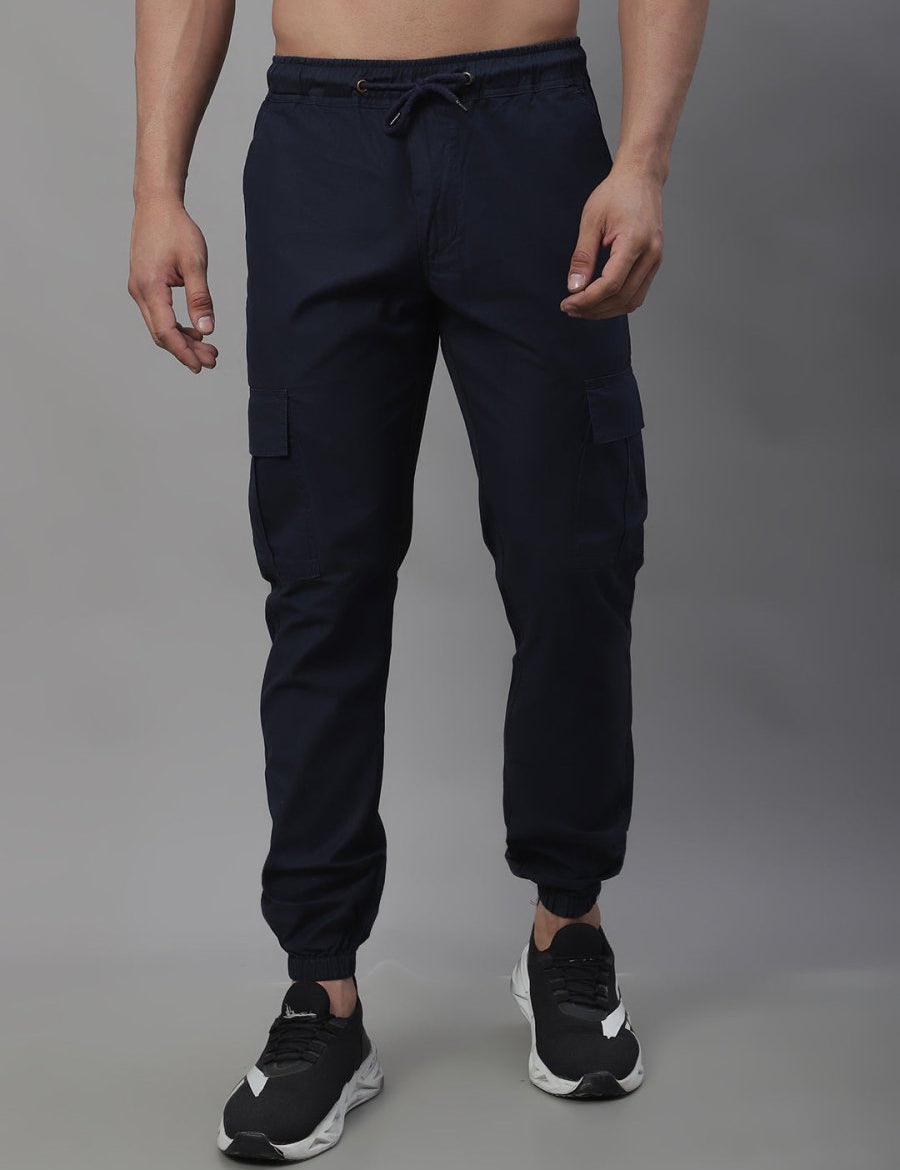 Indian Needle Men's Casual Cotton Solid Cargo Pants - KGP_155Navy_30