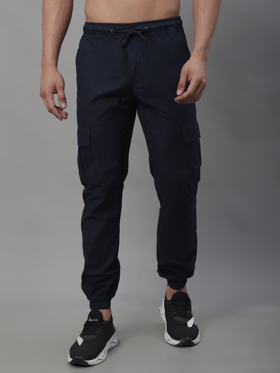 Indian Needle Men's Casual Cotton Solid Cargo Pants - KGP_155Navy_30