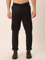 Indian Needle Men's Casual Cotton Solid Cargo Pants - KGP_154Black_30