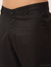Indian Needle Men's Casual Cotton Solid Cargo Pants - KGP_154Black_30