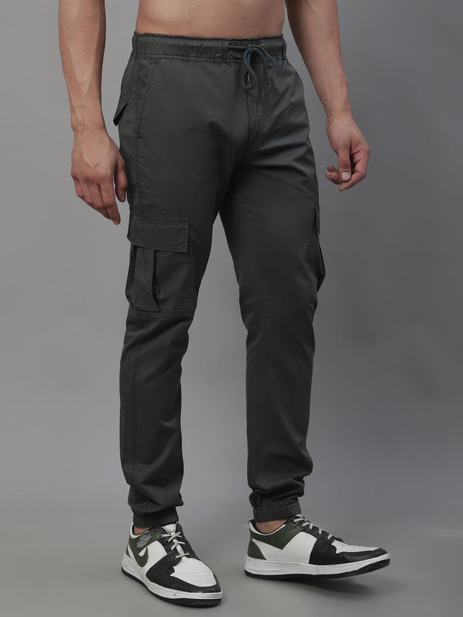 Indian Needle Men's Casual Cotton Solid Cargo Pants - KGP_155Grey_30