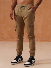 Indian Needle Men's Casual Cotton Solid Cargo Pants - KGP_155Beige_30
