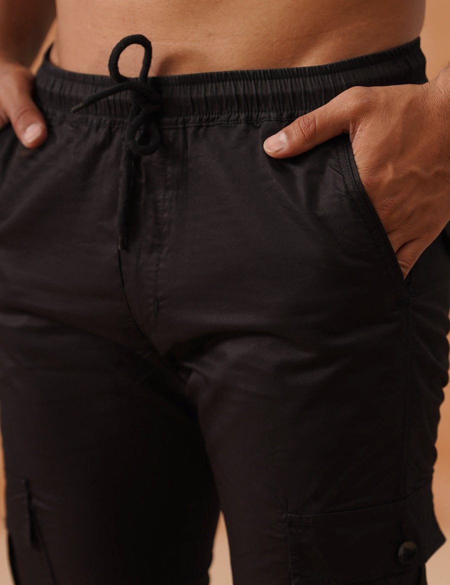 Indian Needle Men's Casual Cotton Solid Cargo Pants - KGP_155Black_30