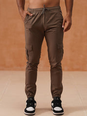 Indian Needle Men's Casual Cotton Solid Cargo Pants - KGP_155Brown_30