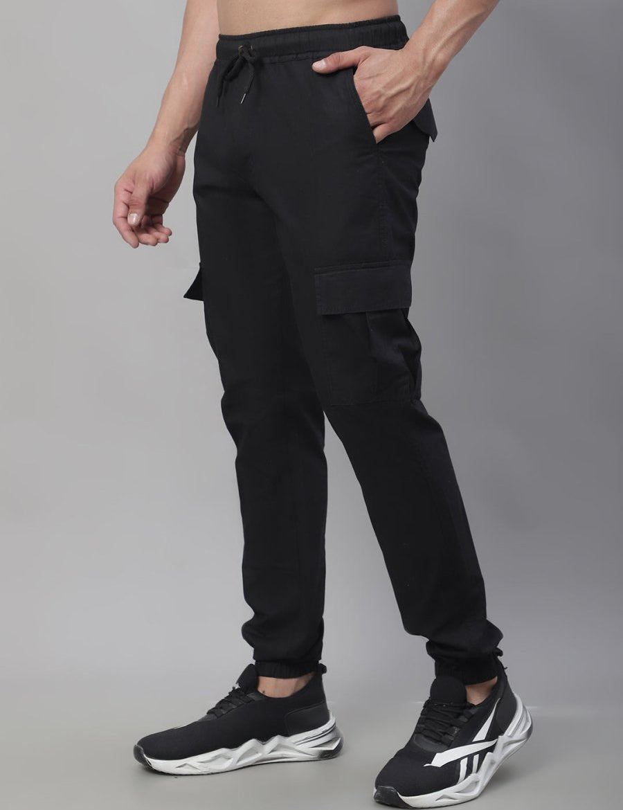 Indian Needle Men's Casual Cotton Solid Cargo Pants - KGP_155Black_30