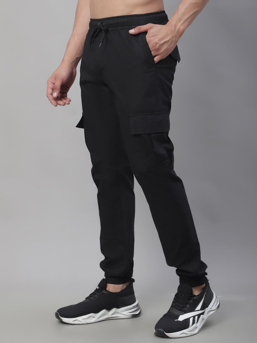 Indian Needle Men's Casual Cotton Solid Cargo Pants - KGP_155Black_30