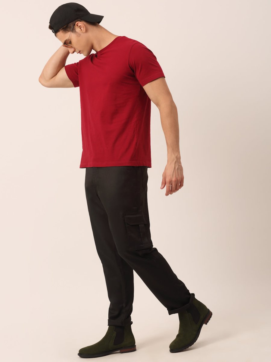 Indian Needle Men's Casual Cotton Solid Cargo Pants - KGP_154Black_30