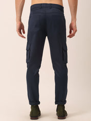 Indian Needle Men's Casual Cotton Solid Cargo Pants - KGP_154Navy-Blue_30