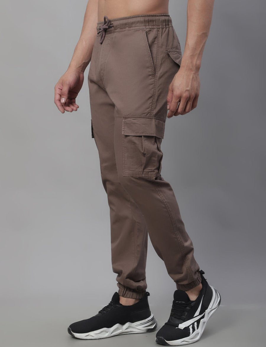 Indian Needle Men's Casual Cotton Solid Cargo Pants - KGP_155Brown_30