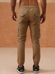 Indian Needle Men's Casual Cotton Solid Cargo Pants - KGP_155Beige_30