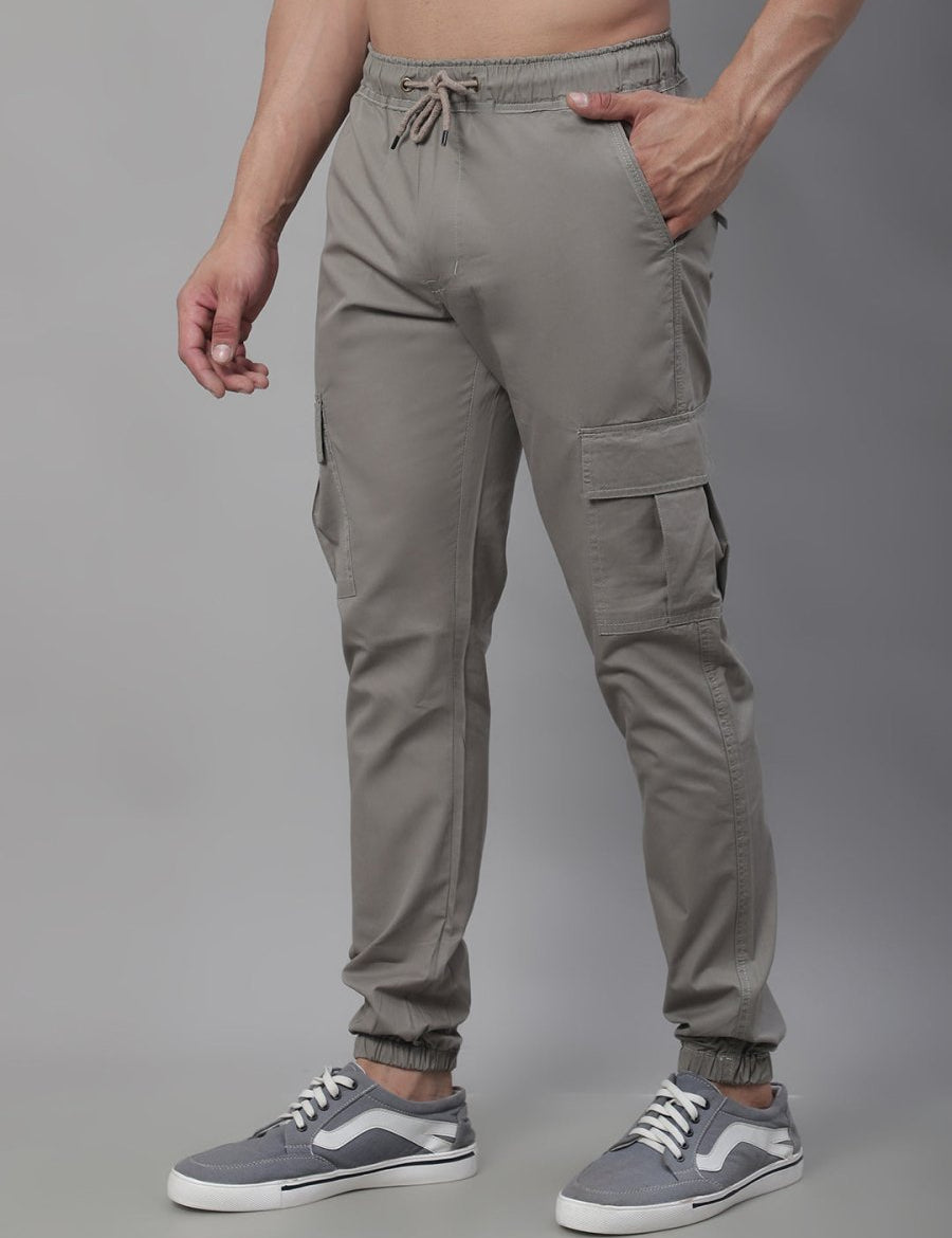 Indian Needle Men's Casual Cotton Solid Cargo Pants - KGP_155Light-Grey_30