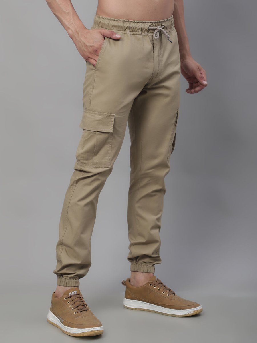 Indian Needle Men's Casual Cotton Solid Cargo Pants - KGP_155Beige_30