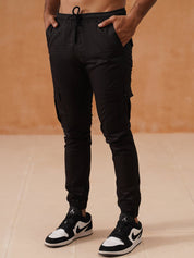 Indian Needle Men's Casual Cotton Solid Cargo Pants - KGP_155Black_30