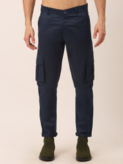Indian Needle Men's Casual Cotton Solid Cargo Pants - KGP_154Navy-Blue_30