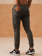 Indian Needle Men's Casual Cotton Solid Cargo Pants - KGP_155Grey_30