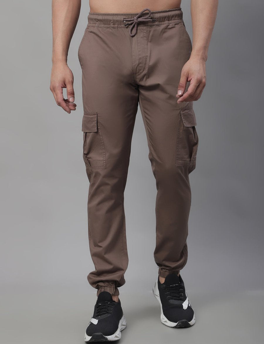 Indian Needle Men's Casual Cotton Solid Cargo Pants - KGP_155Brown_30