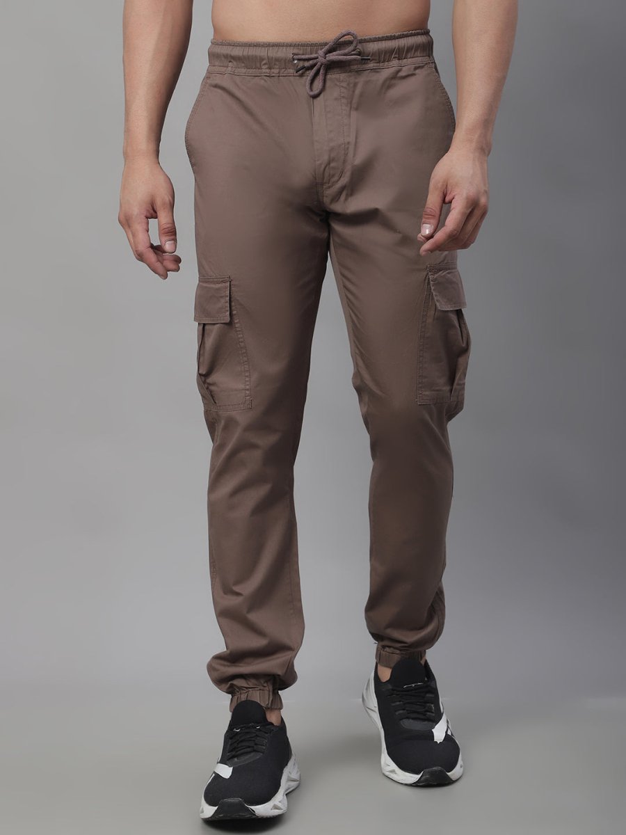 Indian Needle Men's Casual Cotton Solid Cargo Pants - KGP_155Brown_30