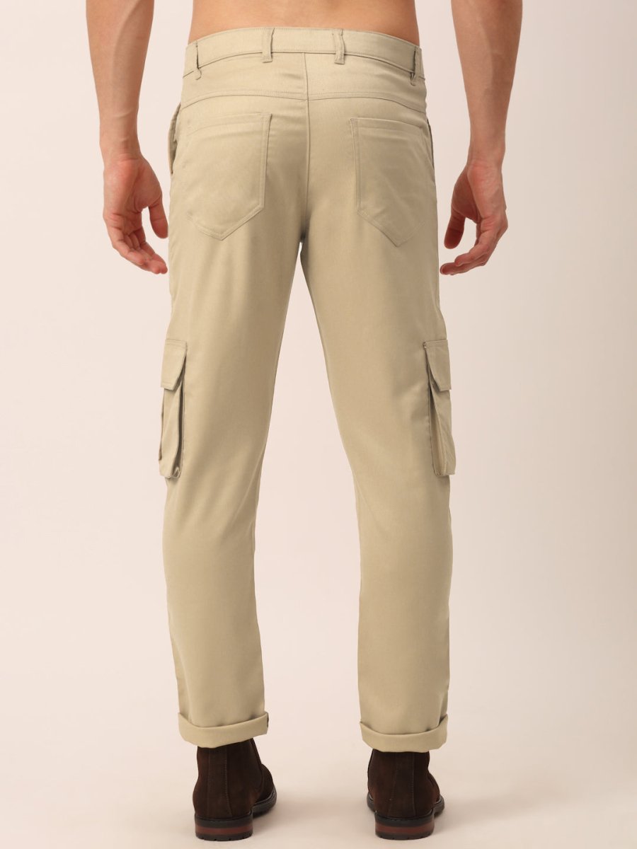 Indian Needle Men's Casual Cotton Solid Cargo Pants - KGP_154Beige_30