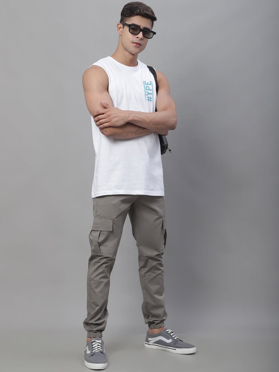 Indian Needle Men's Casual Cotton Solid Cargo Pants - KGP_155Light-Grey_30