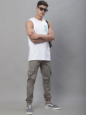 Indian Needle Men's Casual Cotton Solid Cargo Pants - KGP_155Light-Grey_30