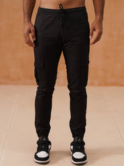 Indian Needle Men's Casual Cotton Solid Cargo Pants - KGP_155Black_30