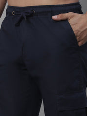 Indian Needle Men's Casual Cotton Solid Cargo Pants - KGP_155Navy_30