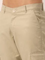 Indian Needle Men's Casual Cotton Solid Cargo Pants - KGP_154Cream_30