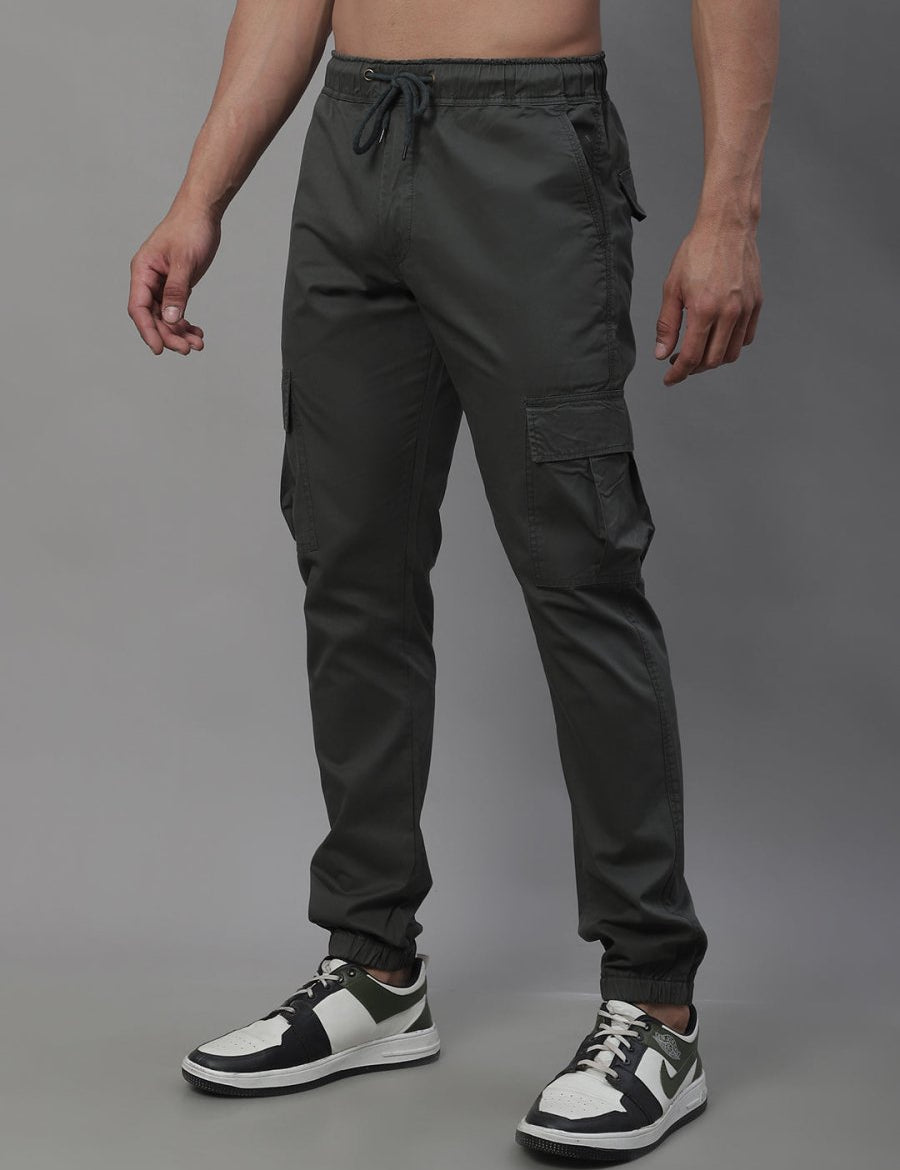 Indian Needle Men's Casual Cotton Solid Cargo Pants - KGP_155Grey_30