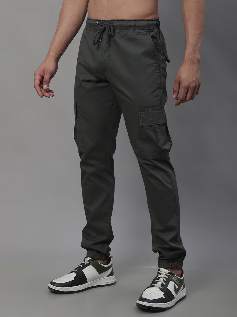 Indian Needle Men's Casual Cotton Solid Cargo Pants - KGP_155Grey_30
