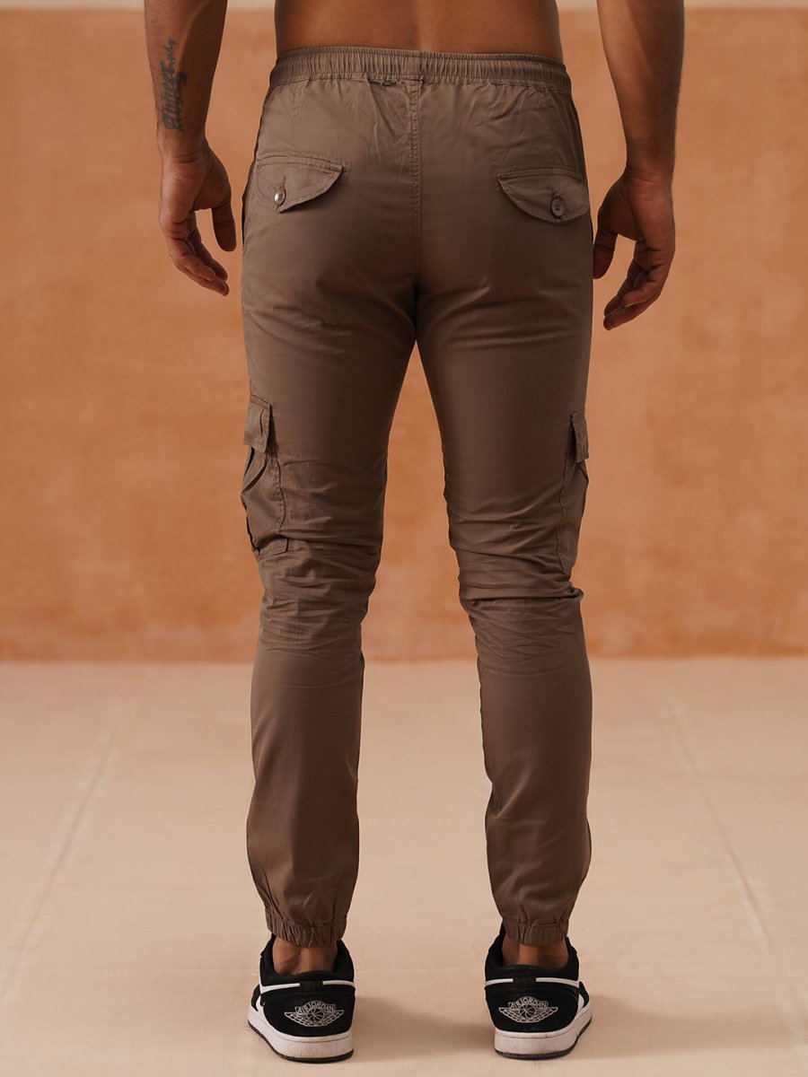 Indian Needle Men's Casual Cotton Solid Cargo Pants - KGP_155Brown_30