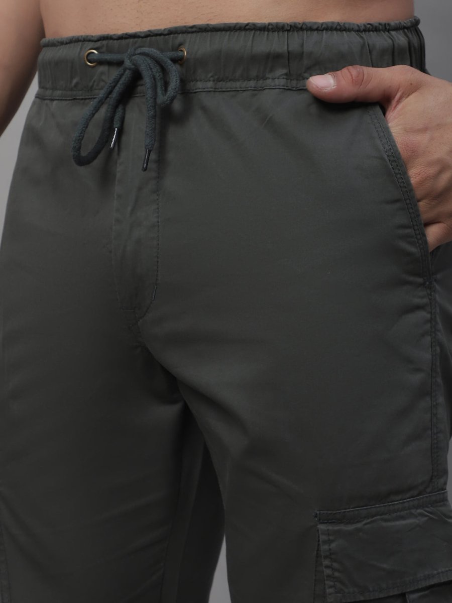 Indian Needle Men's Casual Cotton Solid Cargo Pants - KGP_155Grey_30