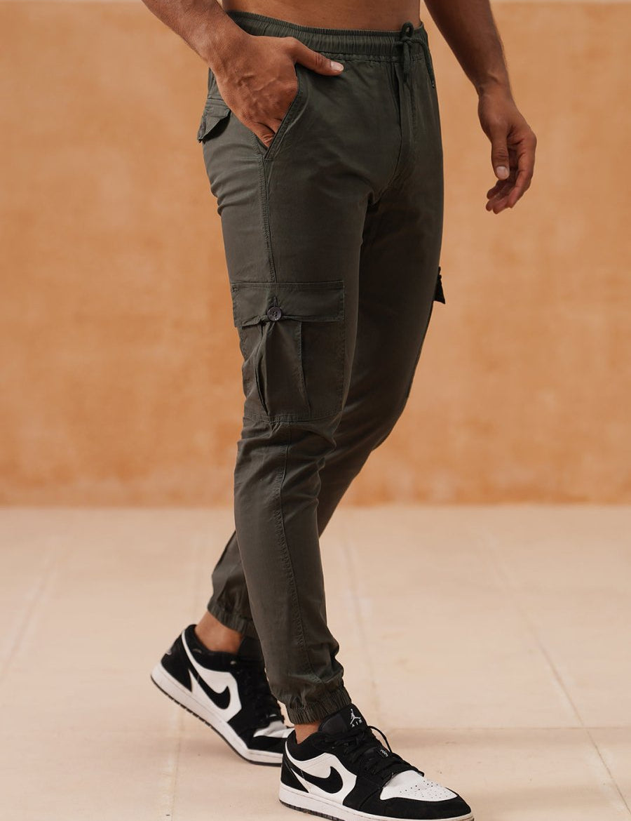 Indian Needle Men's Casual Cotton Solid Cargo Pants - KGP_155Grey_30