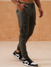 Indian Needle Men's Casual Cotton Solid Cargo Pants - KGP_155Grey_30