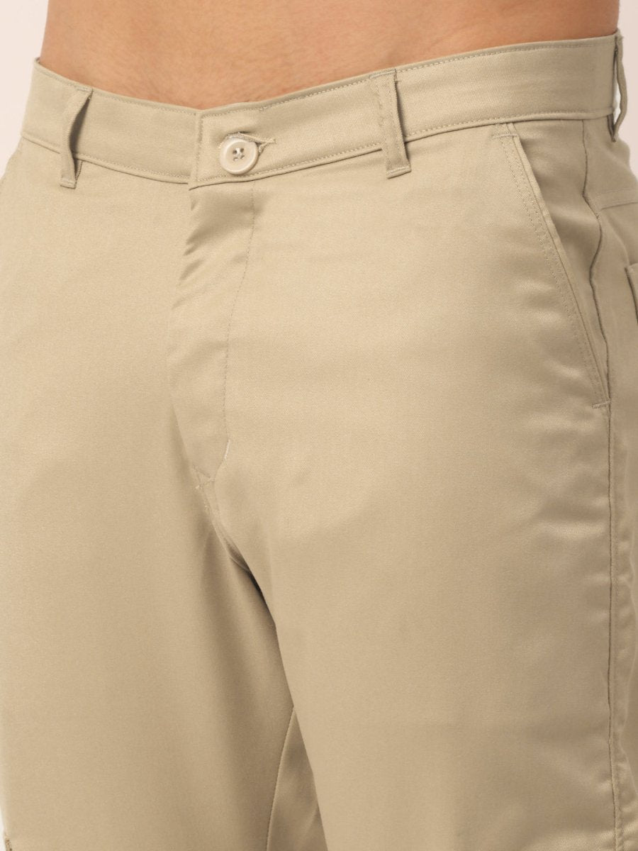 Indian Needle Men's Casual Cotton Solid Cargo Pants - KGP_154Beige_30
