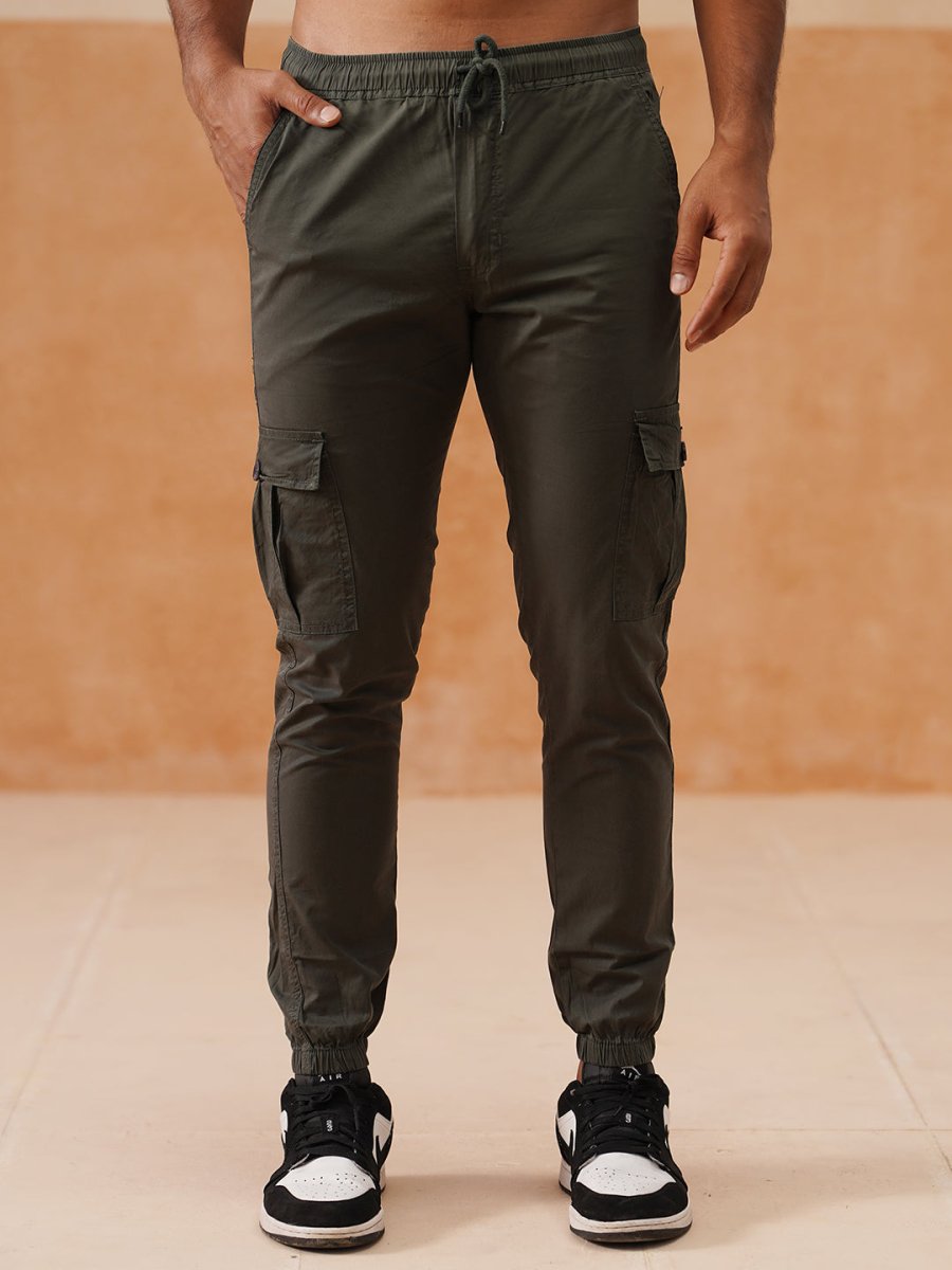 Indian Needle Men's Casual Cotton Solid Cargo Pants - KGP_155Grey_30