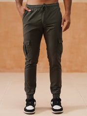 Indian Needle Men's Casual Cotton Solid Cargo Pants - KGP_155Grey_30