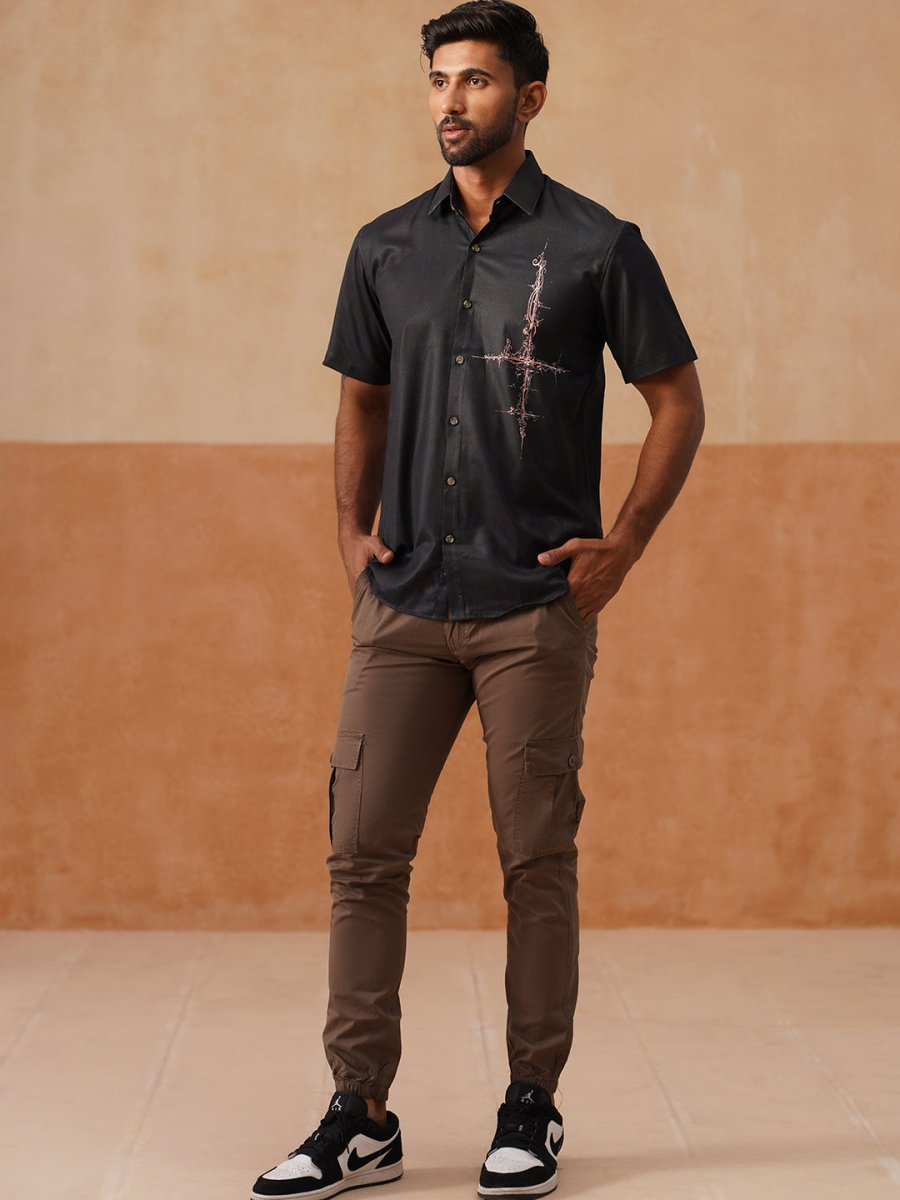Indian Needle Men's Casual Cotton Solid Cargo Pants - KGP_155Brown_30