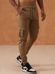 Indian Needle Men's Casual Cotton Solid Cargo Pants - KGP_155Beige_30