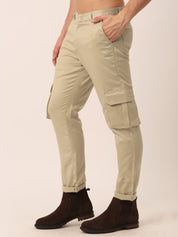 Indian Needle Men's Casual Cotton Solid Cargo Pants - KGP_154Beige_30