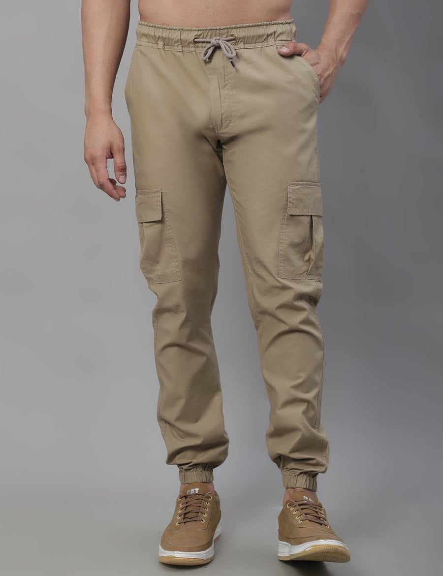 Indian Needle Men's Casual Cotton Solid Cargo Pants - KGP_155Beige_30