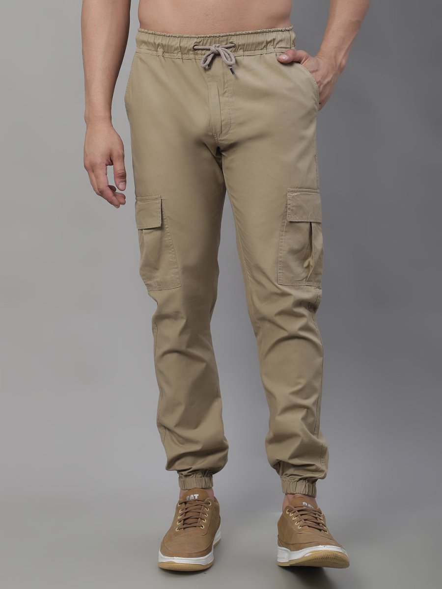 Indian Needle Men's Casual Cotton Solid Cargo Pants - KGP_155Beige_30