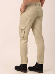 Indian Needle Men's Casual Cotton Solid Cargo Pants - KGP_154Cream_30